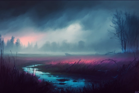 艺术 云 风景 插图 自然 树木 4K壁纸 4579x2616