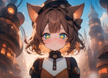 猫耳朵 动漫女孩 AI艺术  电脑壁纸 4K壁纸  5376x3072