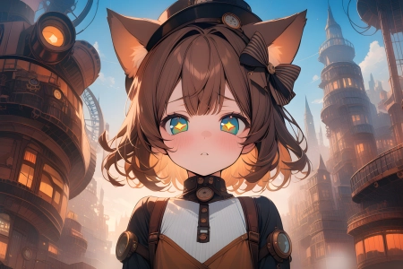 猫耳朵 动漫女孩 AI艺术  电脑壁纸 4K壁纸 5376x3072