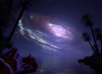 自然 风景 抽象 夜晚 棕榈树 海洋 夜景  电脑壁纸 4K壁纸  4096x3072