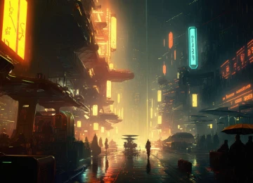 艺术 插图 赛博朋克 城市 城市灯光 霓虹灯  电脑壁纸 4K壁纸  4579x2616