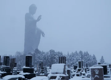 佛像 雕像 墓碑 雪  电脑壁纸 4K壁纸  4768x2682