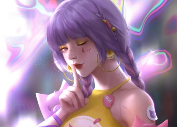 唇彩 紫色 头发 动漫女孩 动漫 彩色 女孩 Wink 电脑壁纸 4K壁纸  3840x2992