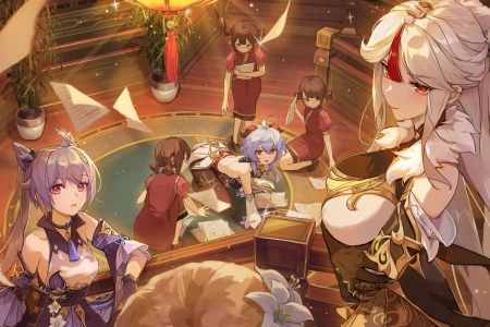 原神 动漫 女孩 图书馆 4K壁纸 4096x2322