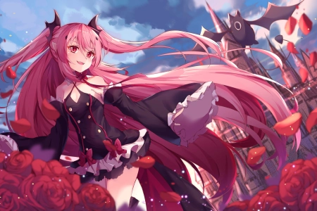 动漫 动漫女孩 AI艺术 肖像 粉色 红色 电脑壁纸 4K壁纸 6400x4000