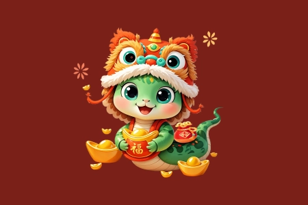 2025 新年 可爱 小青蛇 4K 壁纸 4K壁纸 3840x2160