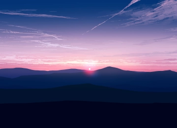 优雅 AI艺术 图片 插图 风景 自然 日出 云 山 太阳 简单背景 极简主义 4K壁纸  7520x3200