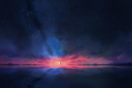 空间 星星 图片 天空 AI艺术 夜空 蓝色  电脑壁纸 4K壁纸 3840x2160