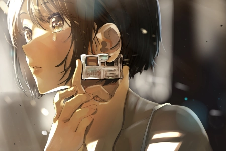 原创 人物 眼泪 短发 动漫 女孩 耳洞 4K壁纸 4092x3100