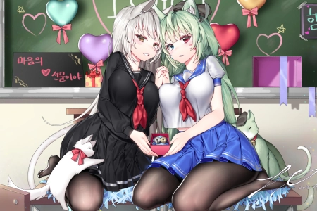 猫咪女孩 猫耳 校服 动漫 4K壁纸 3840x2160