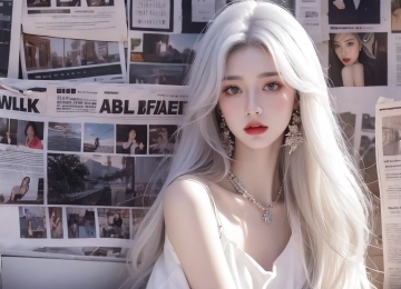 报纸 女孩 白色长发 漂亮 动漫 美女 4k 4K壁纸  3840x2160