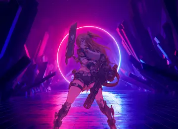 动漫 混搭 女孩 加特林枪 4K壁纸  3840x2160
