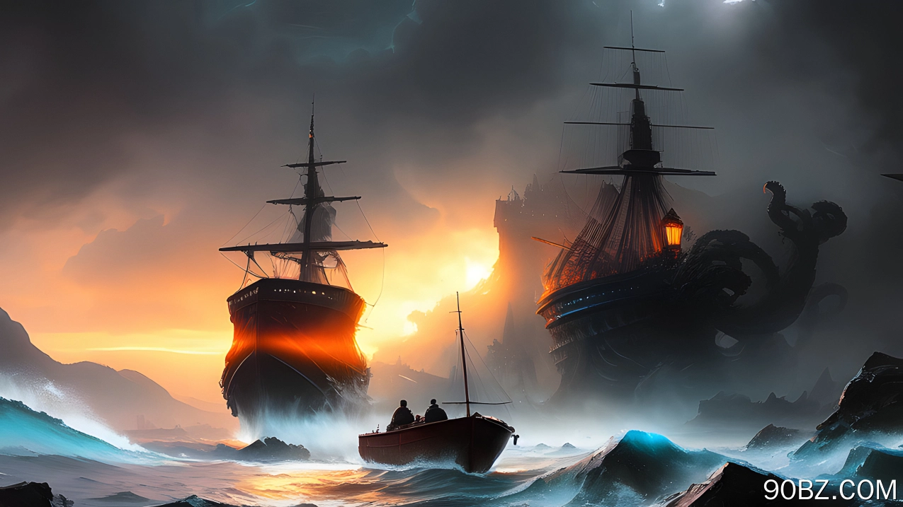 艺术 船舶 海战 生物 AI艺术 插图 水 绘画 概念设计 电脑壁纸 4K壁纸