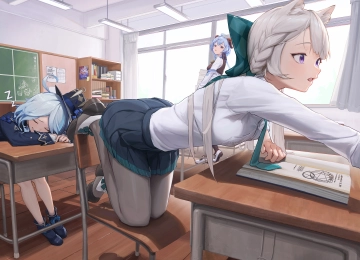 丽奈特 原神 弯腰 闭眼 辫子 动漫 动漫女孩 焦点  电脑壁纸 4K壁纸  6960x5000