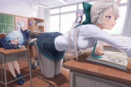 丽奈特 原神 弯腰 闭眼 辫子 动漫 动漫女孩 焦点  电脑壁纸 4K壁纸 6960x5000
