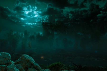 地平线 零 黎明 夜晚 月光 薄雾 废墟 末日 电子游戏 数字艺术 超宽  森林 云 树木 天空 CGI 4K壁纸 5160x2160