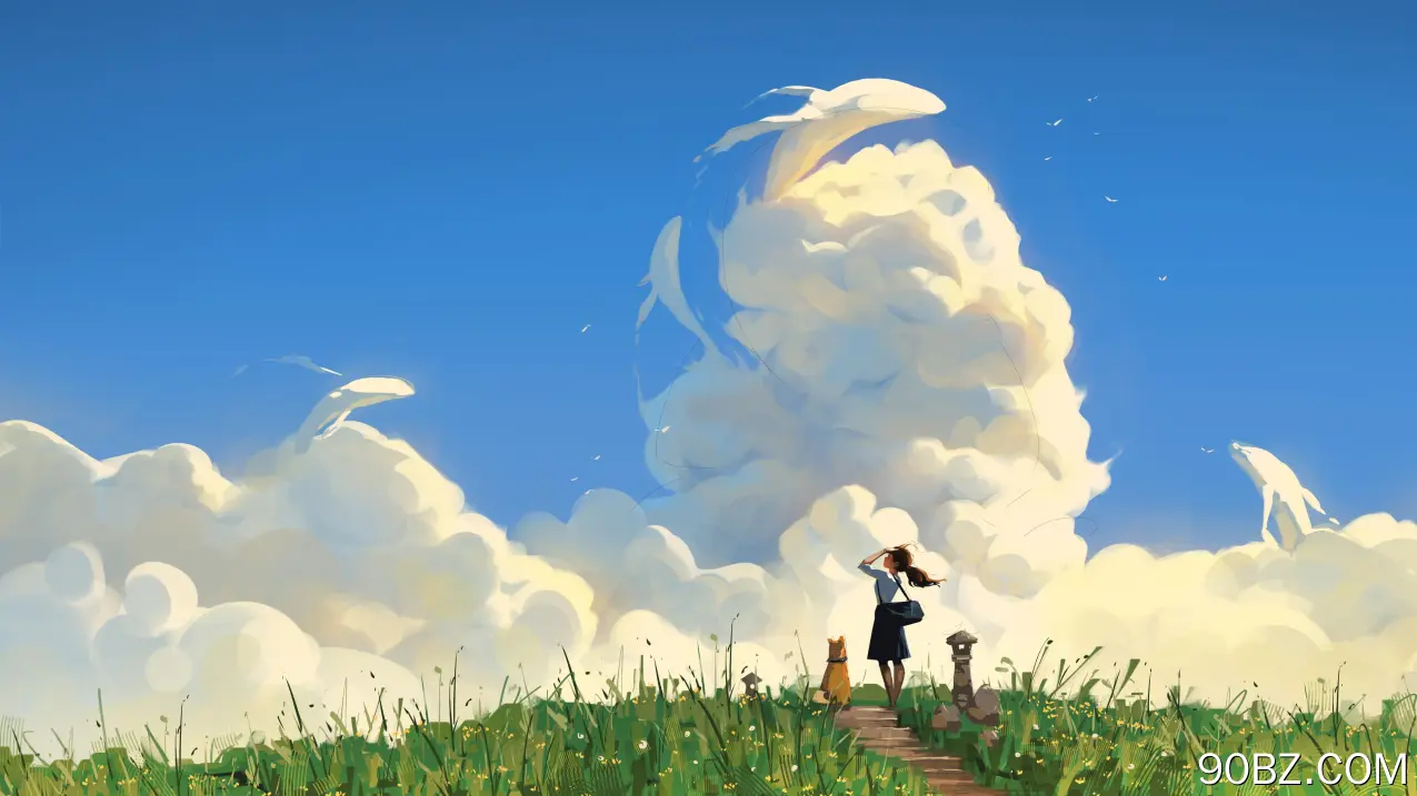 女性 AI艺术 插图 云 风景 鲸鱼 天空 狗 动物 抽象 4K壁纸