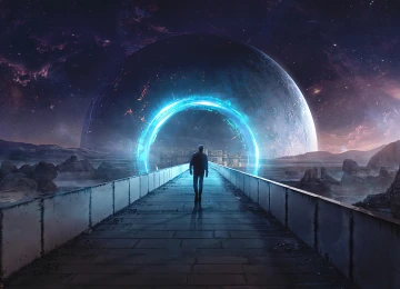 科幻小说 行星 恒星 伽雷 桥梁 房子 岩石 电脑壁纸 4K壁纸  3840x2160