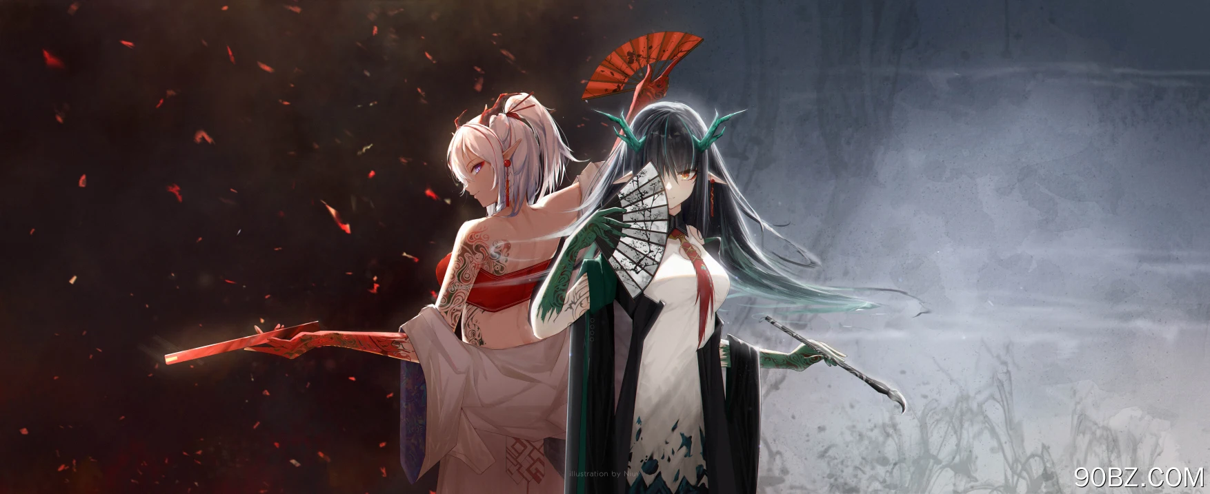 黄昏 武士 动漫女孩 电脑壁纸 4K壁纸
