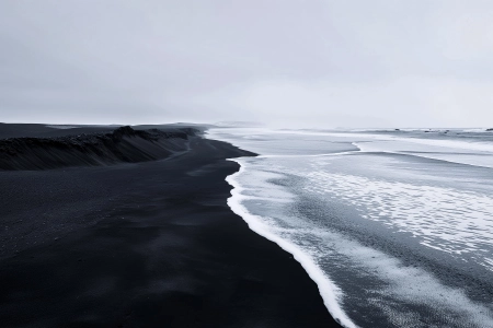 海岸 大海 波浪 黑暗 极简主义 自然 黑色 沙子 4K壁纸 3840x2400