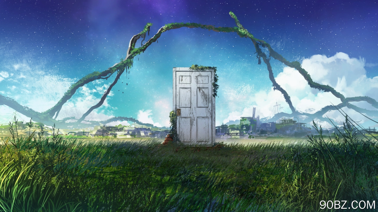 草 门 云 天空 艺术品 铃木 电影剧照 风景 星星 门把手  电脑壁纸 4K壁纸