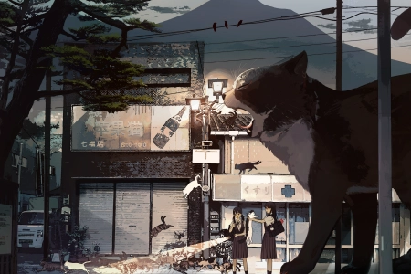 原创 人物 库卡 动漫 女孩 猫 校服 4K壁纸 4300x2516