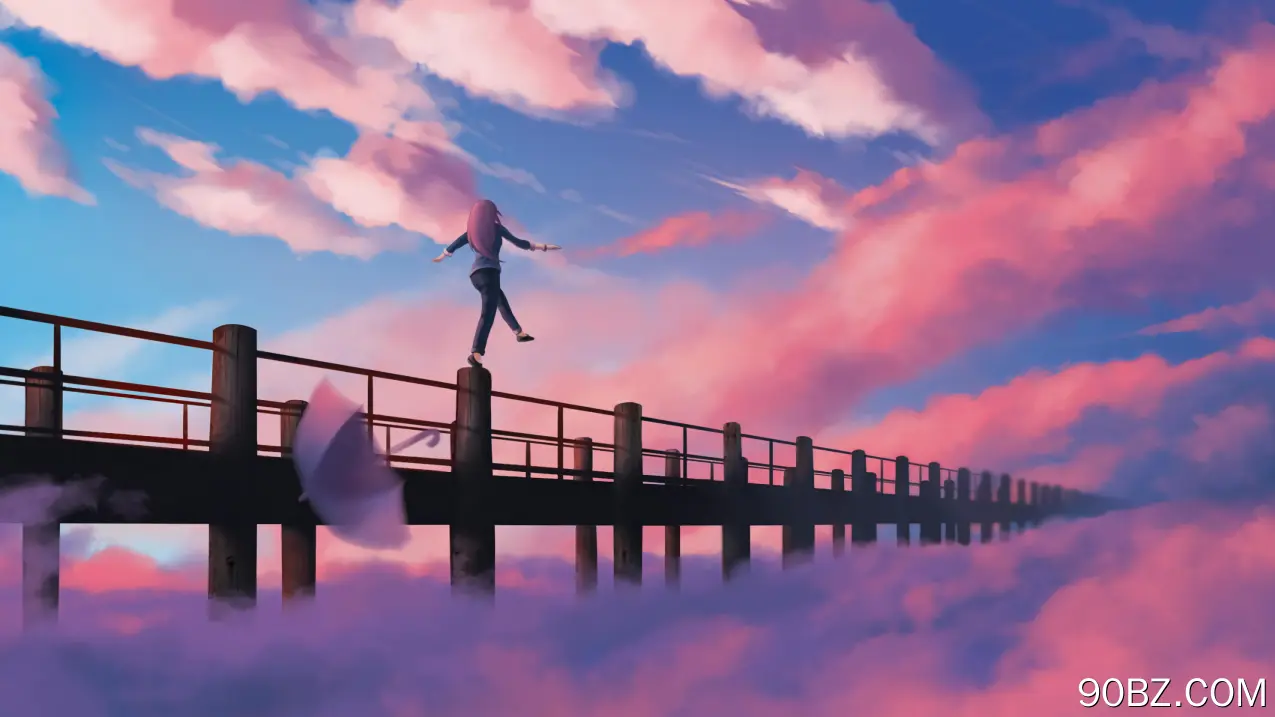 动漫 动漫女孩 天空 雨伞  4K壁纸