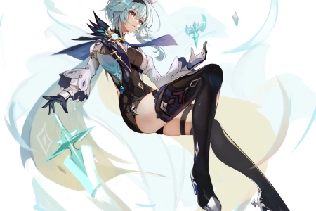  蓝发 动漫 动漫女孩 AI艺术 原神 尤拉 大腿  手机壁纸 4K壁纸 4216x4231
