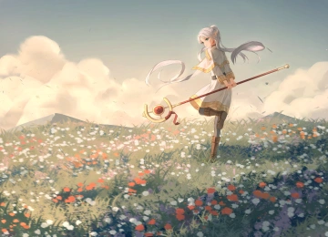 魔法杖 草地 小花 电脑壁纸 4K壁纸  4093x2803