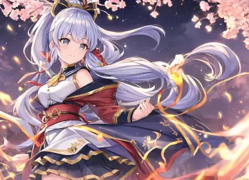 蓝头发 蓝眼睛 动漫 女孩 原神 龟里亚卡 鲜花 花瓣 4K壁纸  5120x3584