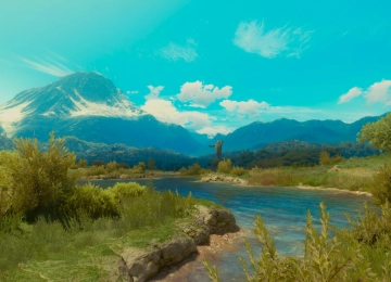 巫师 狂野狩猎 游戏 艺术 山 天空 水 云 草 河 雕像 树叶 城堡 自然  电脑壁纸 4K壁纸  3840x2160