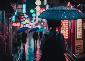 伞,粉红色,品红色,城市,午夜,壁纸,3136x1792  3136x1792