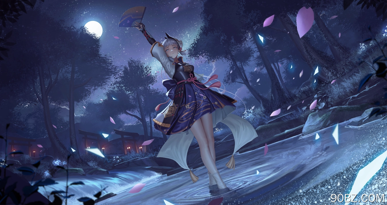 站立 动漫 动漫女孩 原神 服装 盔甲 夜晚  电脑壁纸 4K壁纸