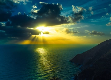 风景 日出 海洋 天空 黑暗 地平线 海岸 阳光 自然  电脑壁纸 4K壁纸  3840x2160