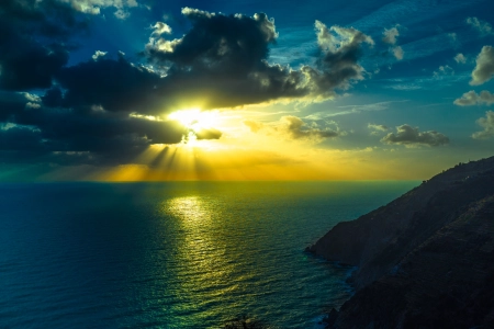 风景 日出 海洋 天空 黑暗 地平线 海岸 阳光 自然  电脑壁纸 4K壁纸 3840x2160
