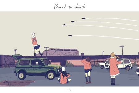 煤头鹰 站着 动漫 女孩 车辆 天空 飞机 汽车 4K壁纸 7072x3714