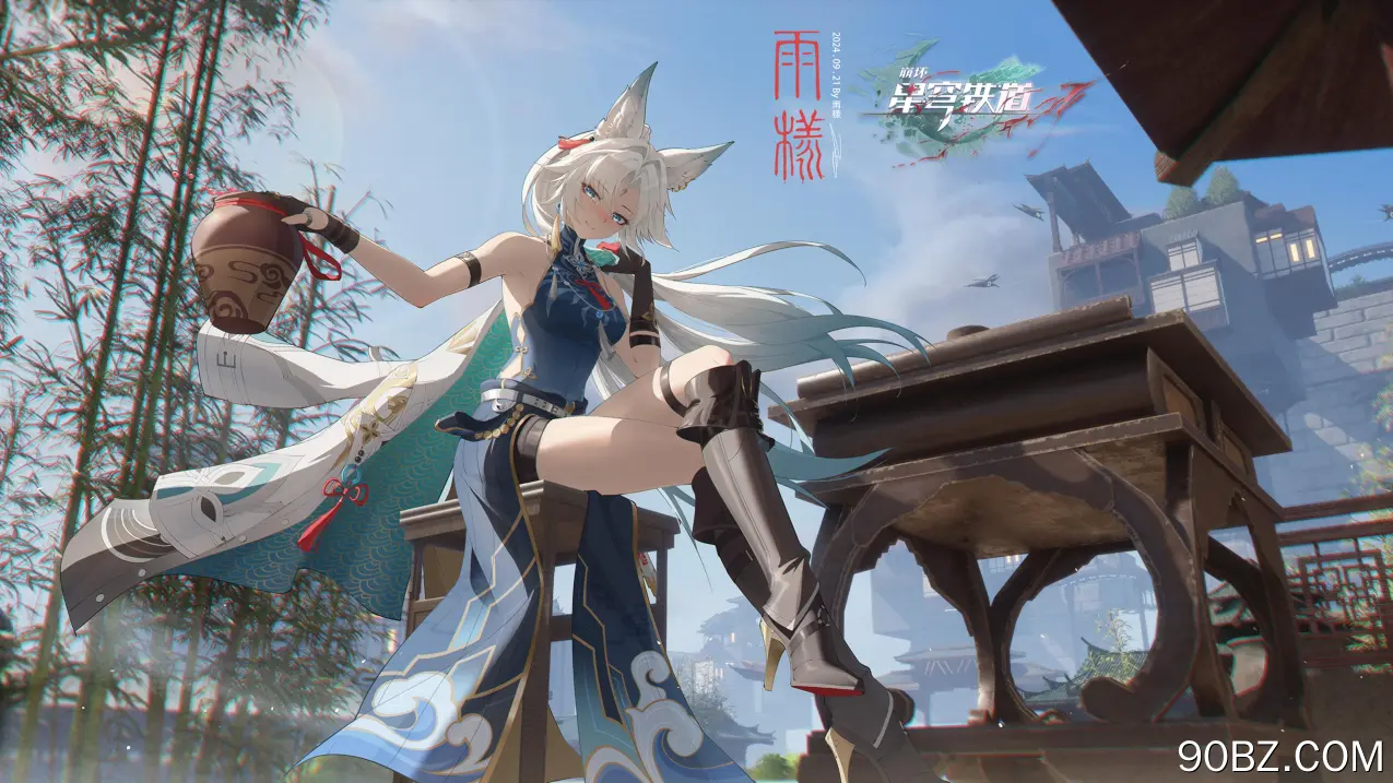 动漫 女孩 本岛 星轨 飞鸟 动物 耳朵 4K壁纸