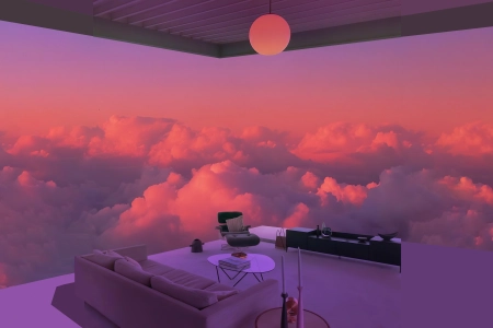 日落 AI艺术 云 房间  电脑壁纸 4K壁纸 4097x2304