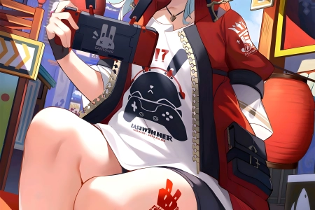 动漫女孩 任天堂 兔耳朵 竖屏 手机壁纸 4K壁纸 4968x7952