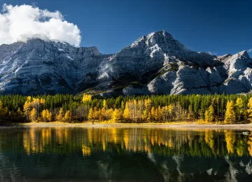 自然 风景 树木 水 云 山 船 湖 秋天 天空 倒影 4K壁纸  6143x3298