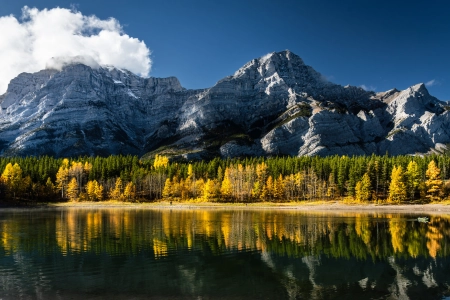 自然 风景 树木 水 云 山 船 湖 秋天 天空 倒影 4K壁纸 6143x3298