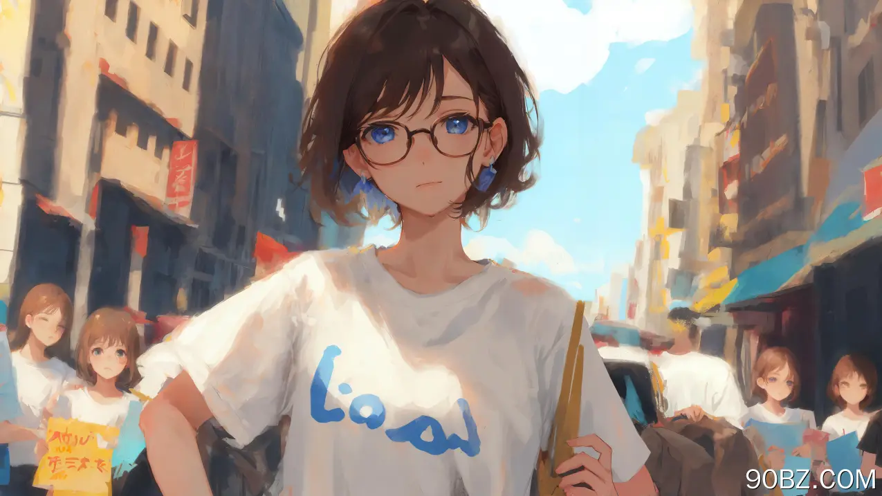 女人 短发 动漫 动漫女孩 眼镜 人工智能艺术  4K壁纸