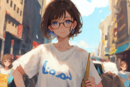 女人 短发 动漫 动漫女孩 眼镜 人工智能艺术  4K壁纸 3840x2160