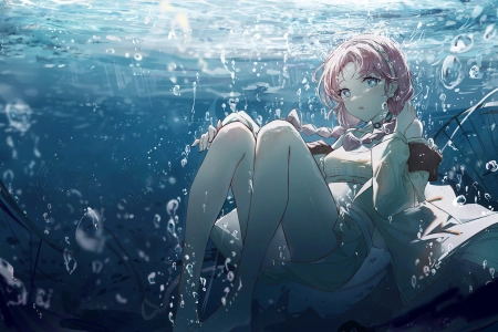 粉色头发 雅居 动漫 动漫女孩 水下 电脑壁纸 4K壁纸 7666x4617