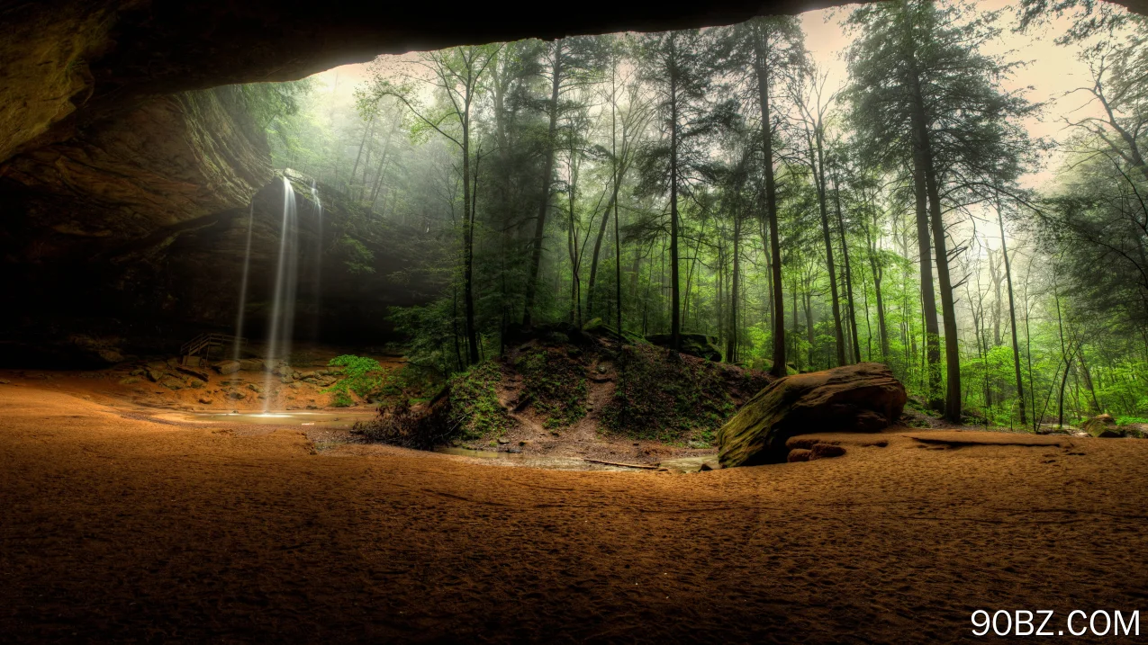 洞穴 森林  4K壁纸