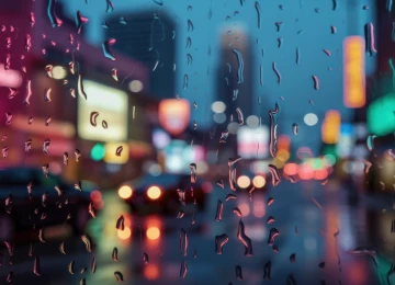 城市 雨 窗 城市灯 4K壁纸  3854x2160