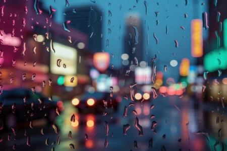 城市 雨 窗 城市灯 4K壁纸 3854x2160