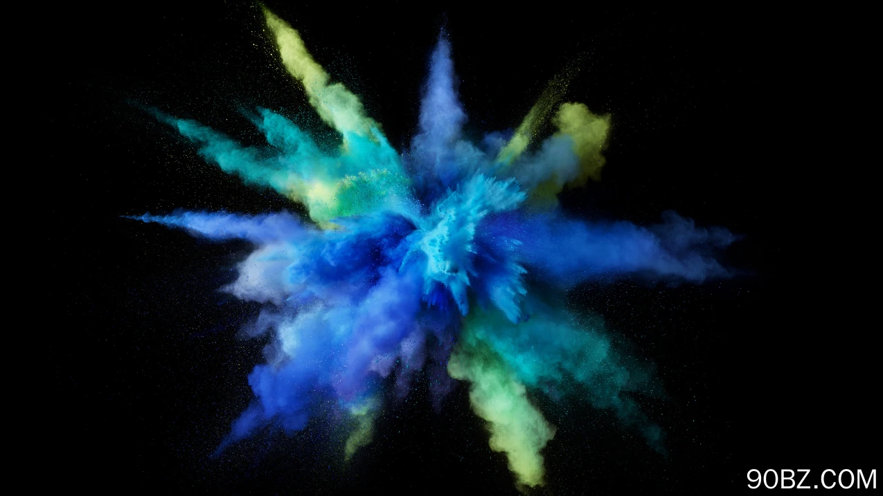 多彩 黑色 蓝色 绿色 黑色背景 4K壁纸