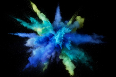 多彩 黑色 蓝色 绿色 黑色背景 4K壁纸 5120x2880