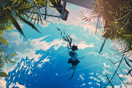 原创角色 放逐 动漫 云 夏天  电脑壁纸 4K壁纸 3840x2160